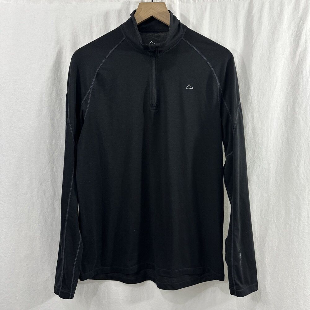 Paradox Merino Blend Black 1/4 Zip Mock Neck Long Sleeve Pullover Size M Mens